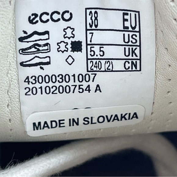 ECCO SOFT 7 White Leather Sneakers Women’s Size 7 (38) Shoes Orthotic Oxfords - Picture 8 of 11